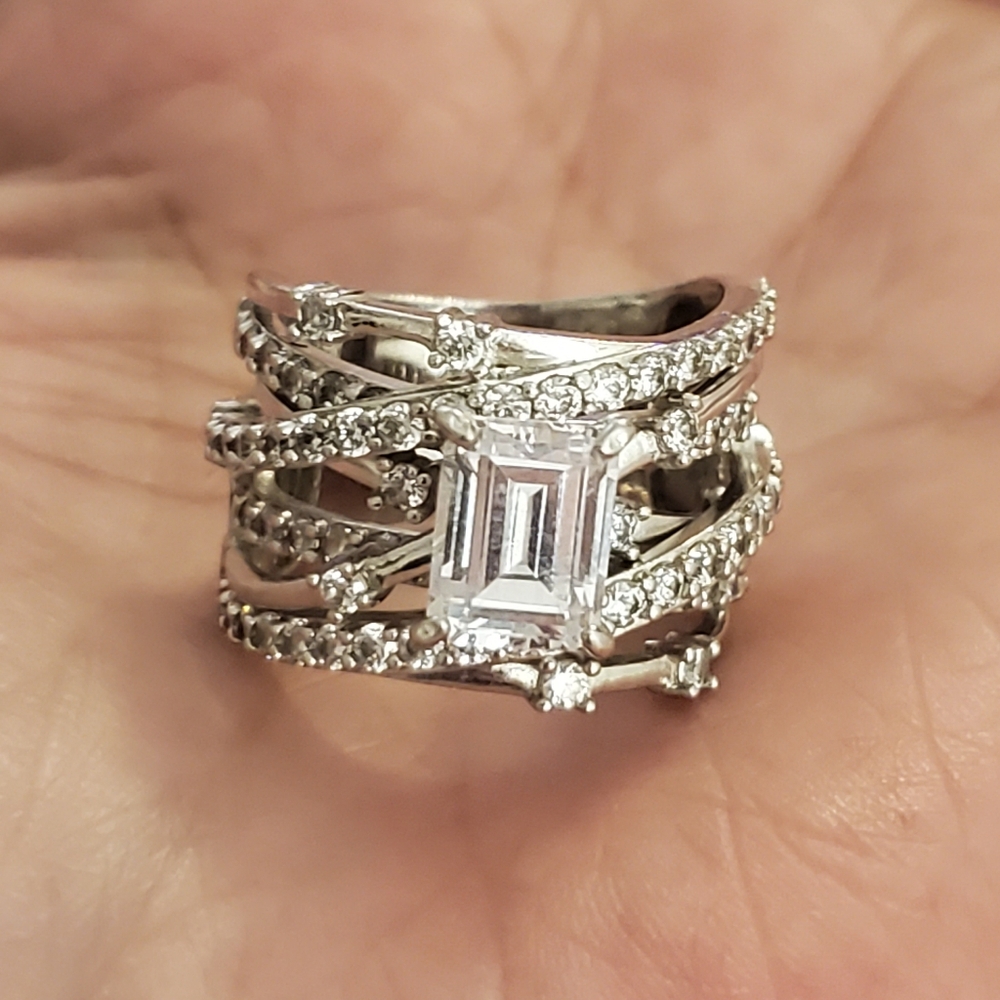 Sterling Silver Diamond Cz Ring